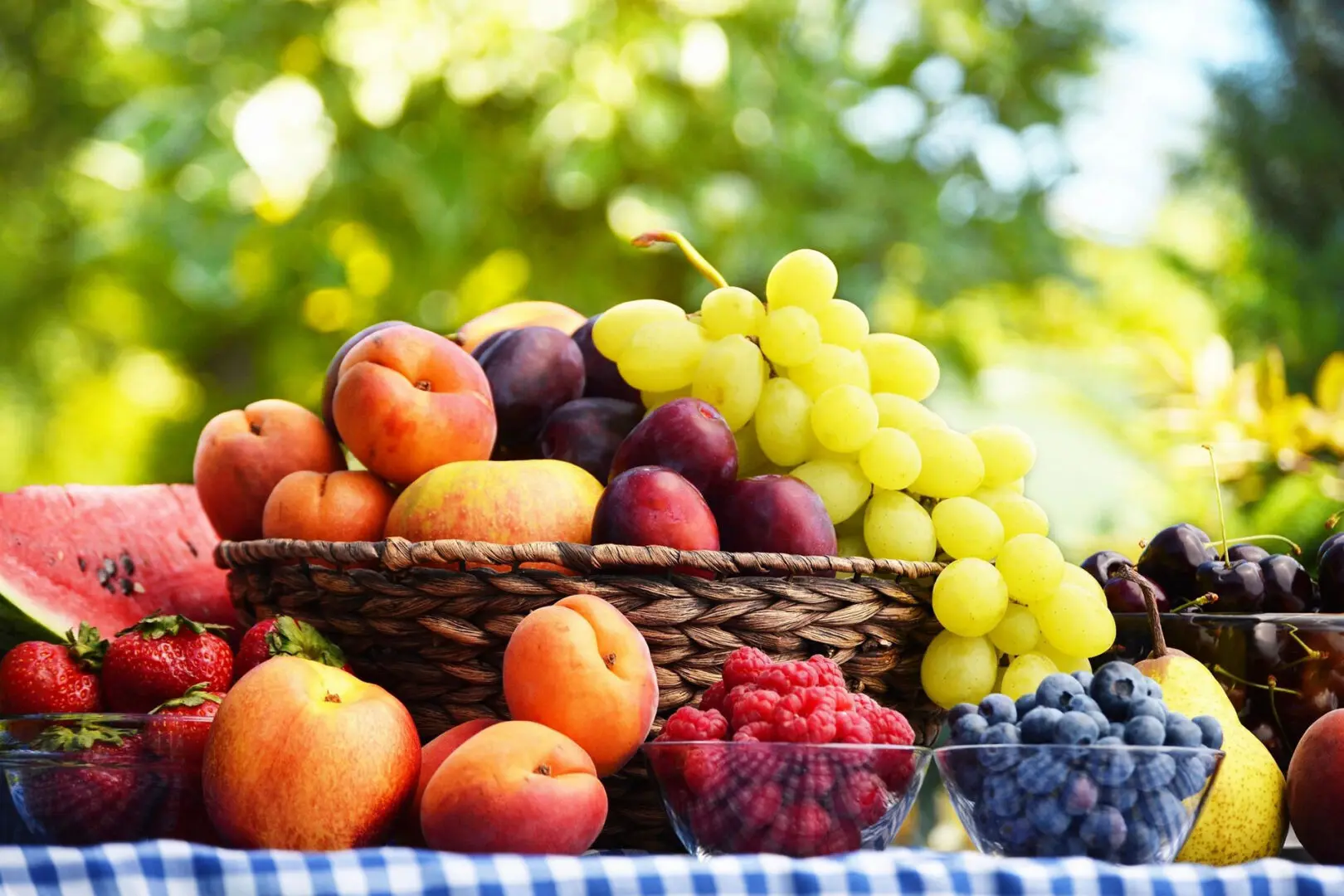 A basket of fresh fruits and vegetables